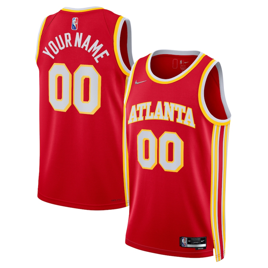 Men's Atlanta Hawks Nike Red 2021/22 Diamond Swingman Custom Jersey - Icon Edition - U-jersey