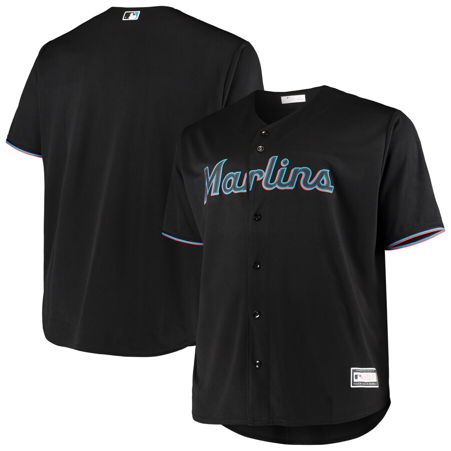 Men's Miami Marlins Black Big & Tall Replica Team Jersey - U-jersey