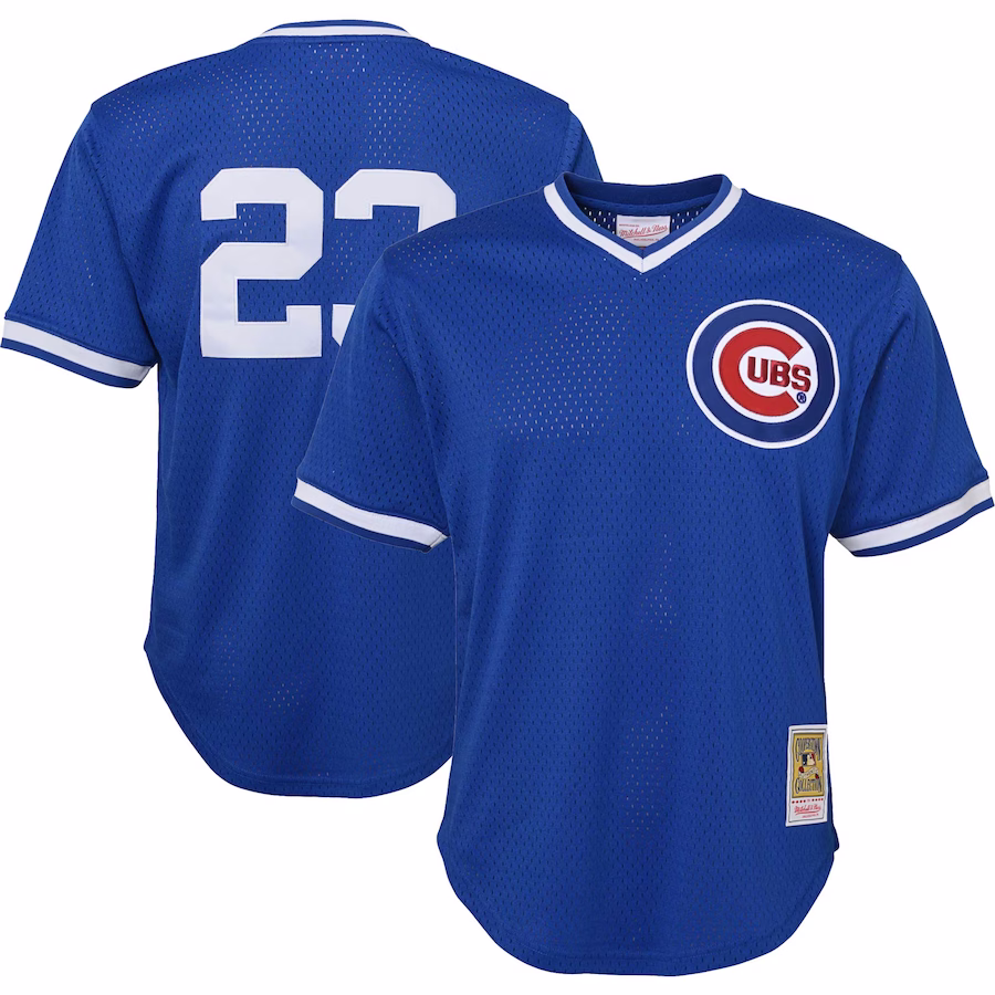 Youth Chicago Cubs Ryne Sandberg Mitchell & Ness Royal Cooperstown Collection Mesh Batting Practice Jersey - U-jersey
