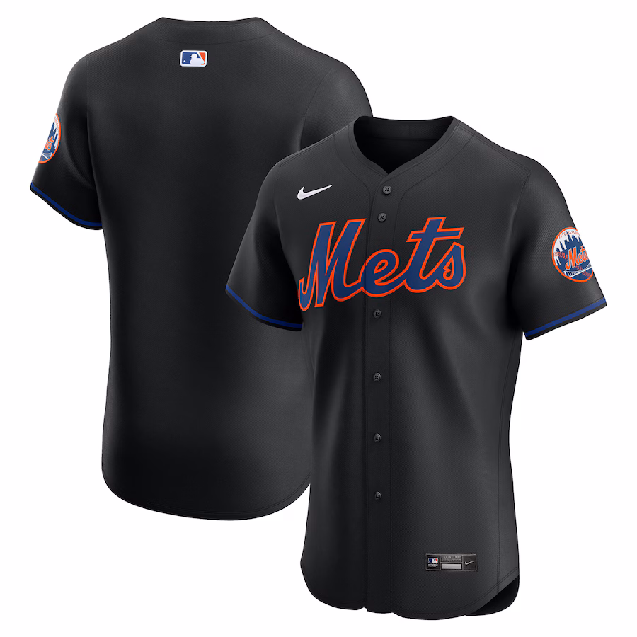 Men's New York Mets Nike Black Alternate Elite Jersey - U-jersey