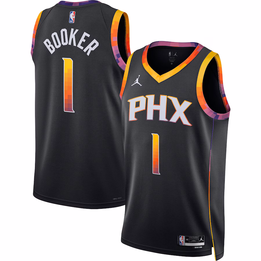 Unisex Phoenix Suns Devin Booker Jordan Brand Black Swingman Jersey - Statement Edition - U-jersey