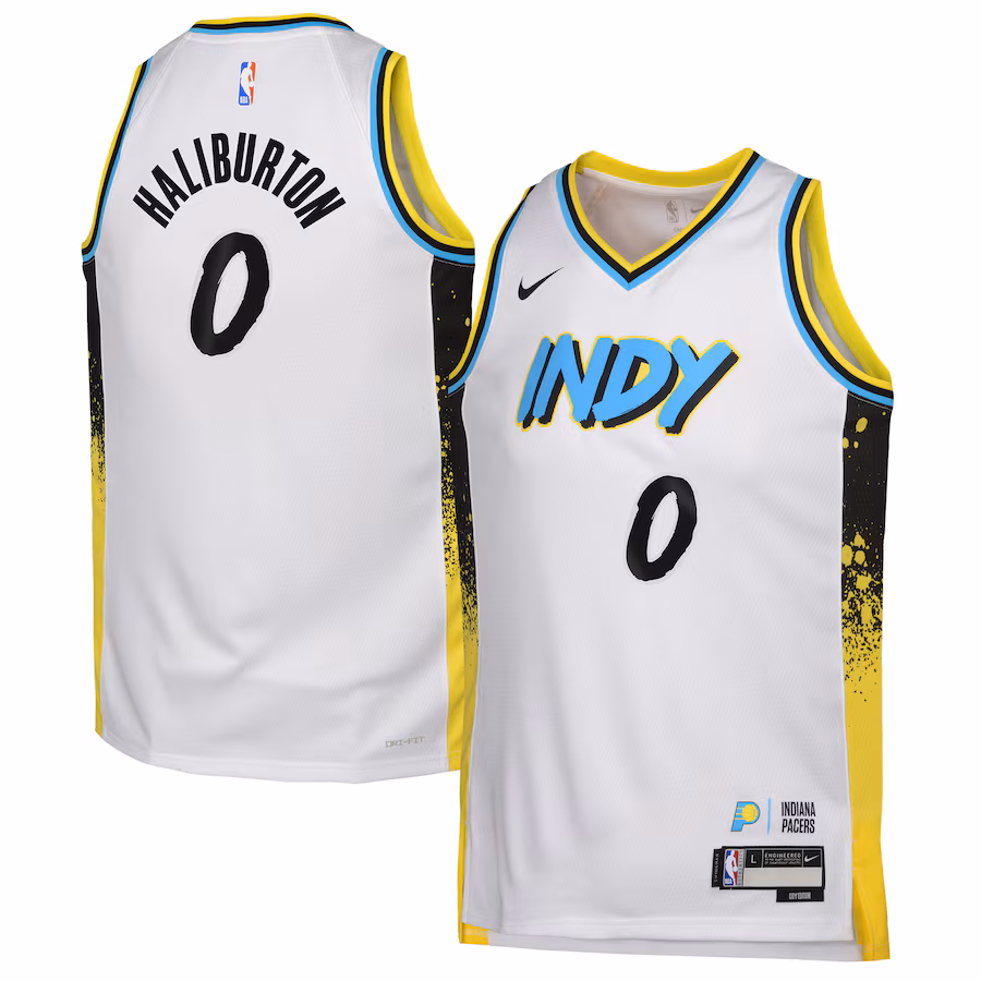 Youth Indiana Pacers Tyrese Haliburton Nike White 2024/25 Swingman Player Jersey - City Edition - U-jersey