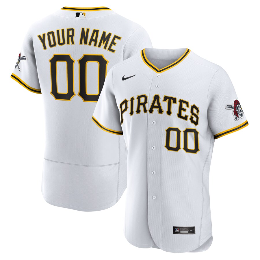 Men's Pittsburgh Pirates Nike White Home Authentic Custom Jersey - U-jersey