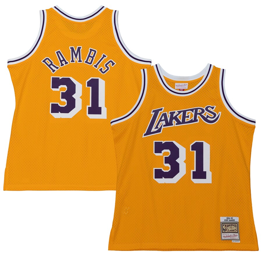 Men's Los Angeles Lakers Kurt Rambis Mitchell & Ness Gold 1984/85 Swingman Jersey - U-jersey