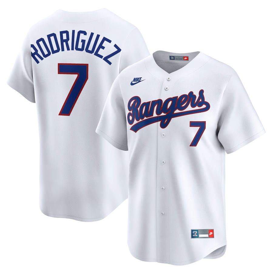 Men's Texas Rangers Ivan Rodriguez Nike White Throwback Cooperstown Collection Limited Jersey - U-jersey