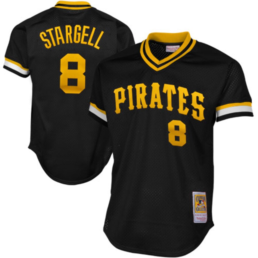Men's Pittsburgh Pirates Willie Stargell Mitchell & Ness Black 1982 Authentic Cooperstown Collection Mesh Batting Practice Jersey - U-jersey