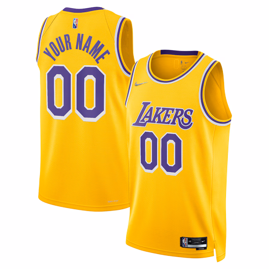 Men's Los Angeles Lakers Nike Gold 2021/22 Diamond Swingman Custom Jersey - Icon Edition - U-jersey