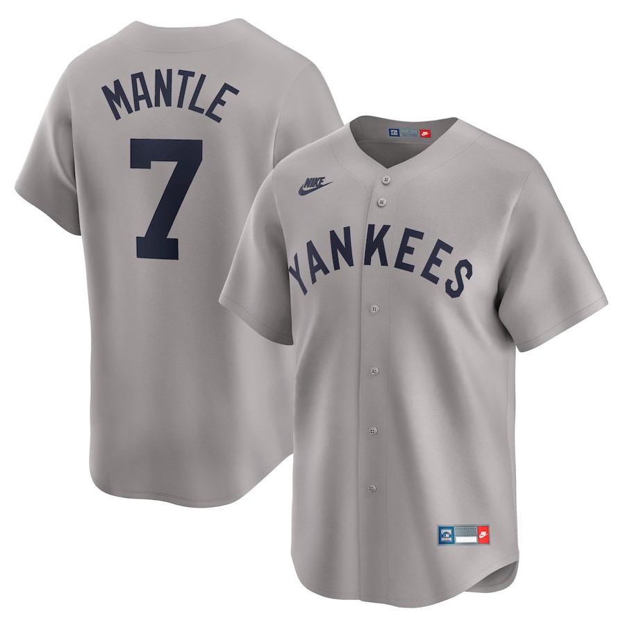 Men's New York Yankees Mickey Mantle Nike Gray Throwback Cooperstown Collection Limited Jersey - U-jersey