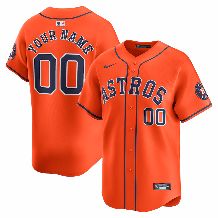Men's Houston Astros  Nike Orange  Alternate Limited Custom Jersey - U-jersey