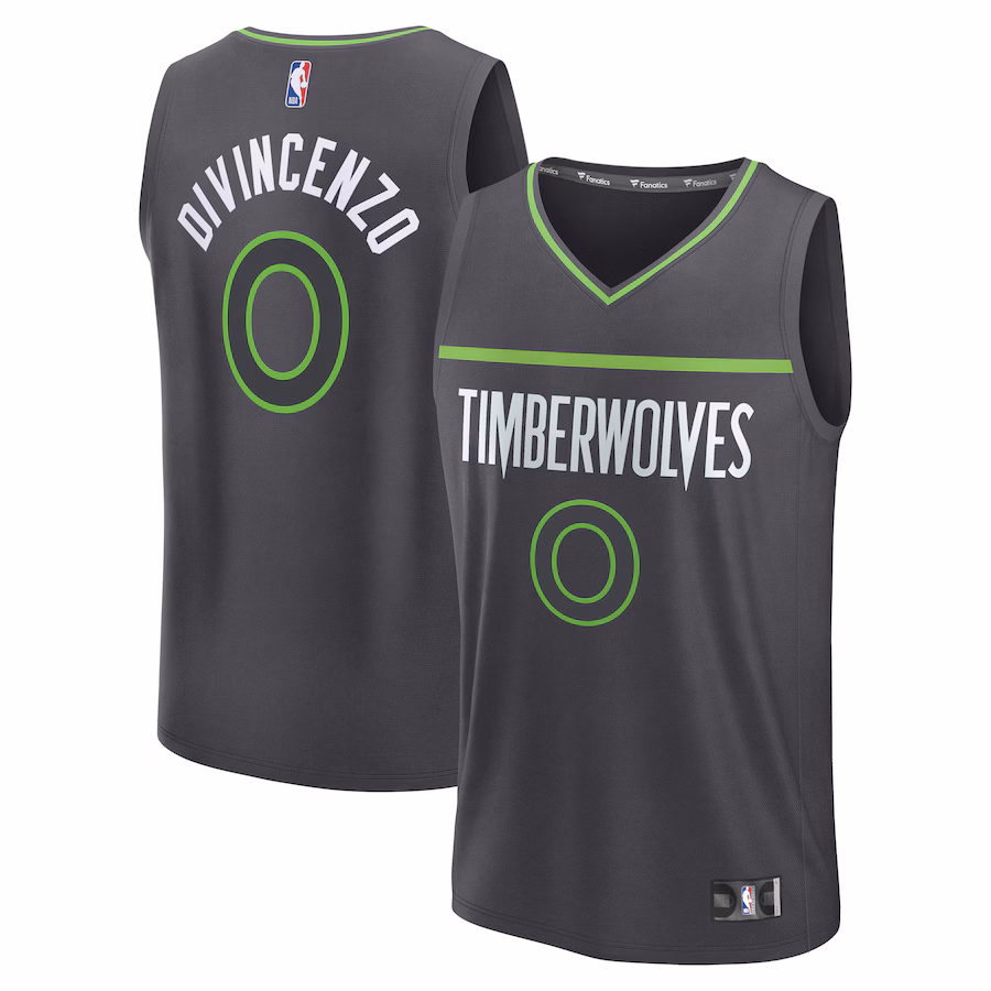 Men's Minnesota Timberwolves Donte DiVincenzo Fanatics Charcoal Fast Break Replica Player Jersey - Statement Edition - U-jersey