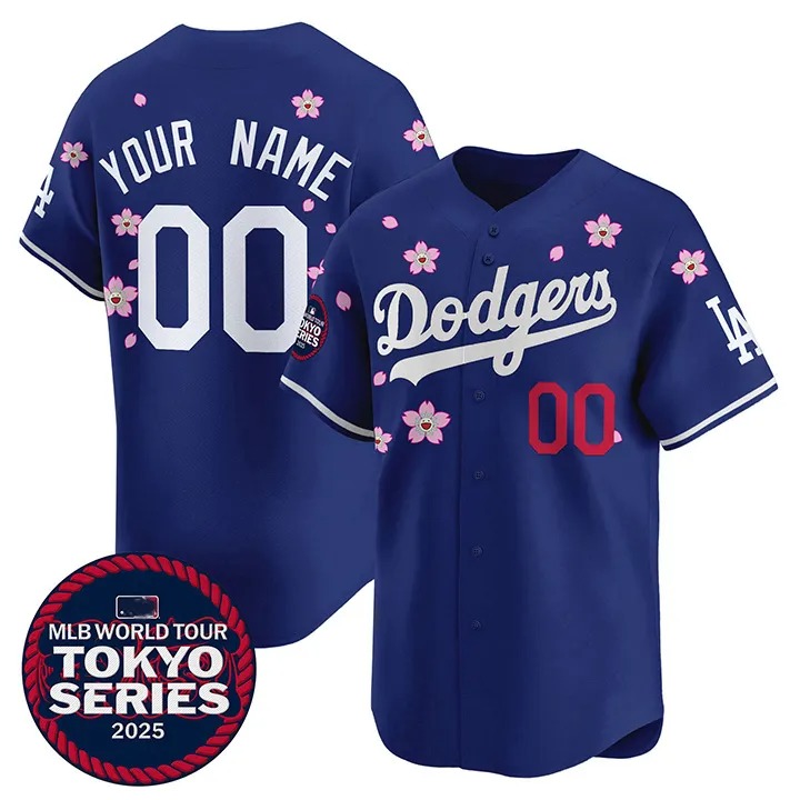 Nike x Takashi Murakami x MLB World Tour Tokyo Series 2025 Dodgers Tokyo Home Custom Jersey - U-jersey