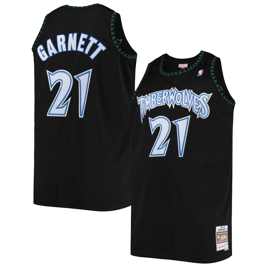 Men's Minnesota Timberwolves Kevin Garnett Mitchell & Ness Black 1997/98 Big & Tall Hardwood Classics Swingman Jersey - U-jersey
