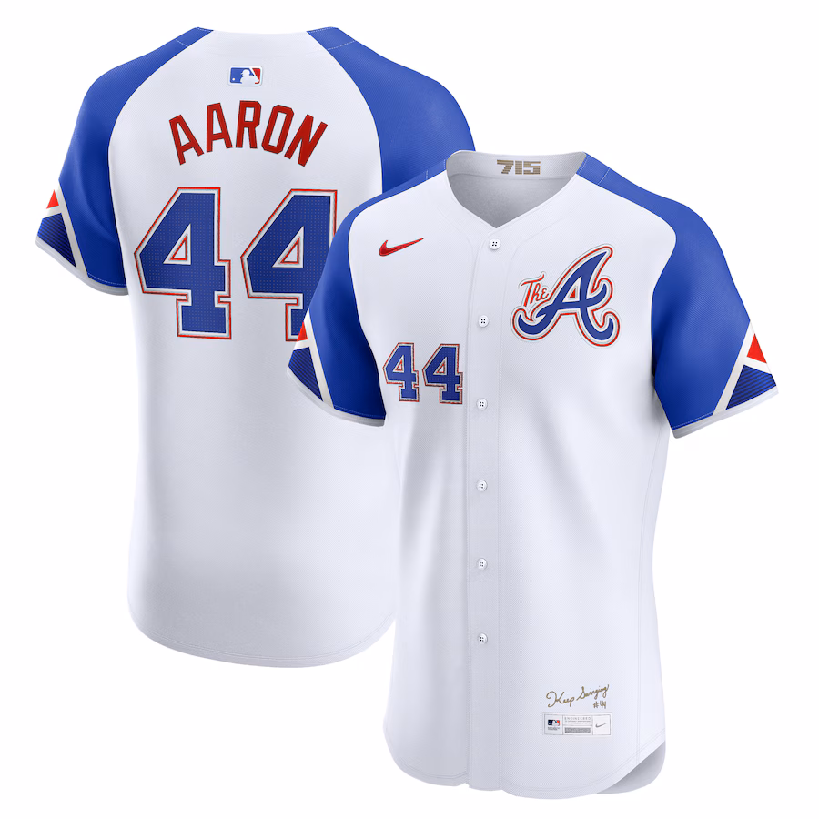 Men's Atlanta Braves Hank Aaron Nike White City Connect Elite Player Jersey - U-jersey