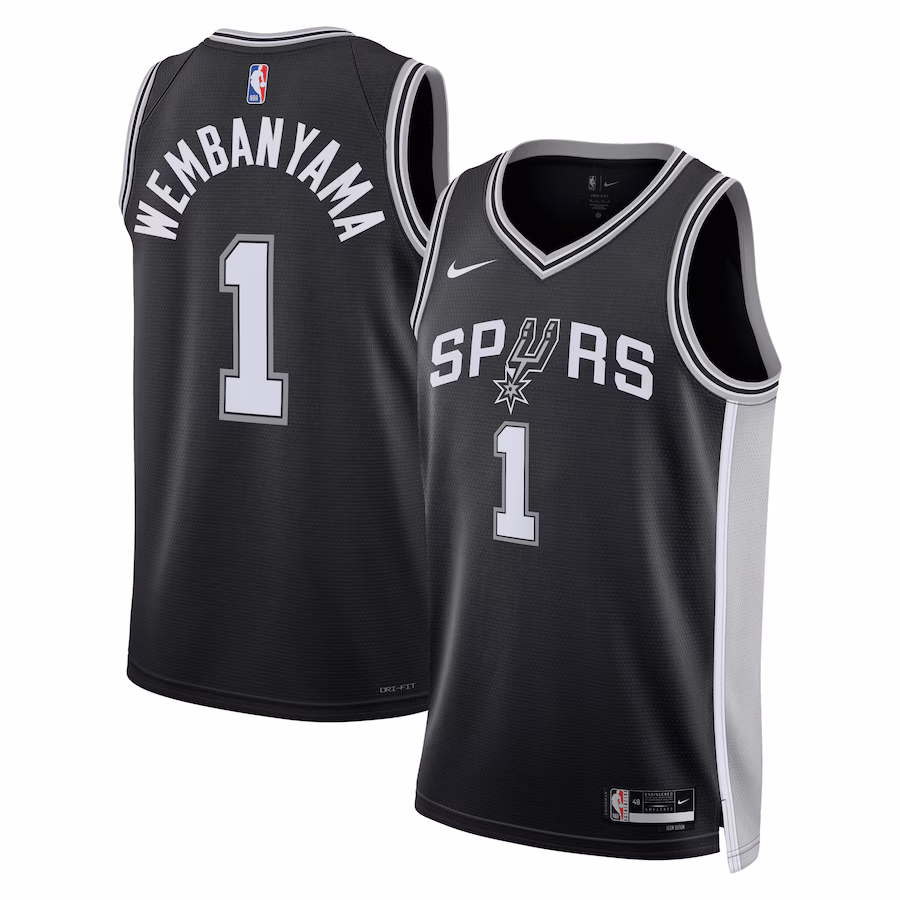 Unisex San Antonio Spurs Victor Wembanyama Nike Black 2023 NBA Draft First Round Pick Swingman Jersey - Icon Edition - U-jersey