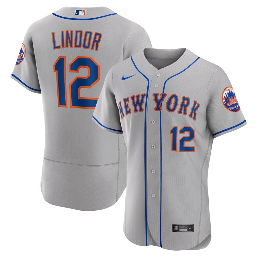 Men's New York Mets Francisco Lindor Nike Gray Road Authentic Player Jersey - U-jersey