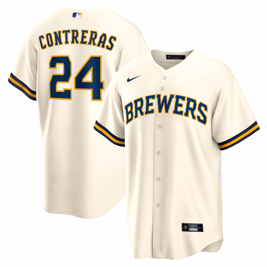 Men's Milwaukee Brewers William Contreras Nike Cream Home Replica Jersey - U-jersey