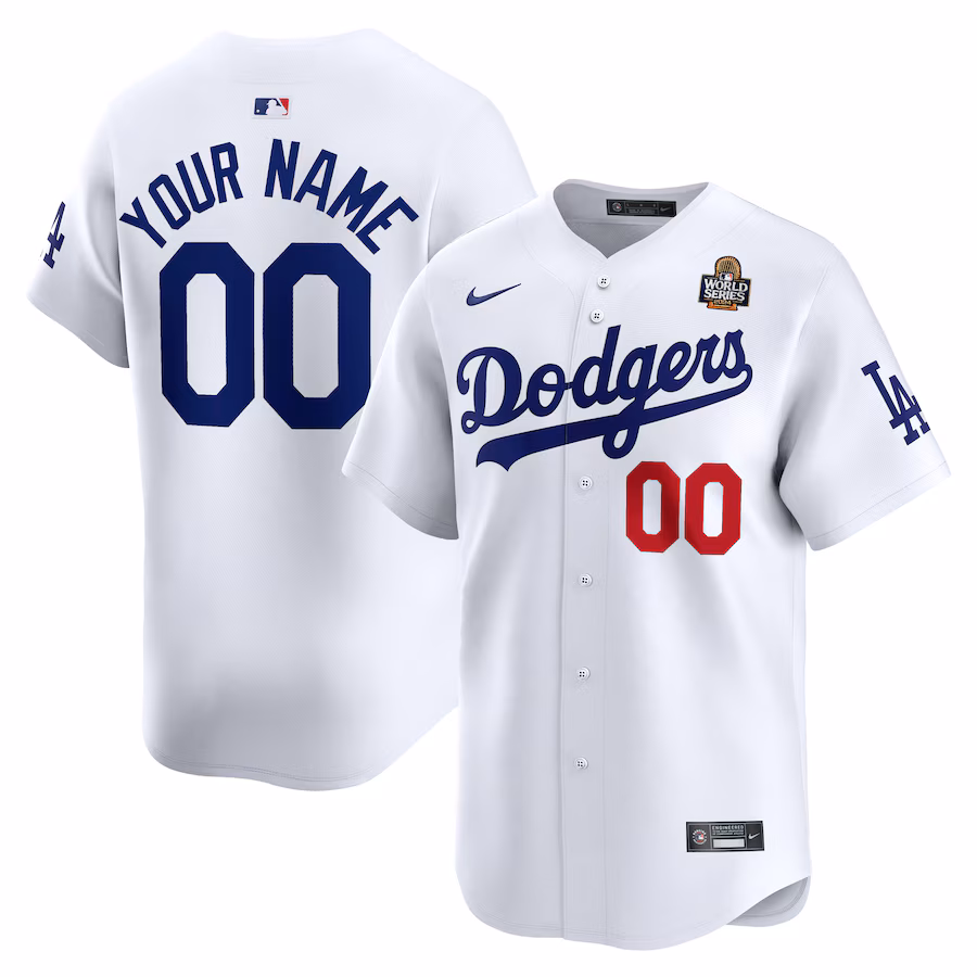 Men's Los Angeles Dodgers Nike White 2024 World Series Home Custom Limited Jersey - U-jersey