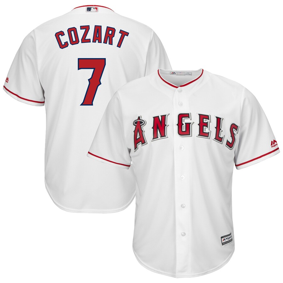 Men's Los Angeles Angels Zack Cozart Majestic White Home Cool Base Player Jersey - U-jersey