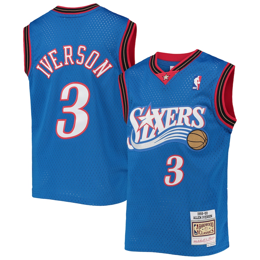 Youth Philadelphia 76ers Allen Iverson Mitchell & Ness Royal 1999-00 Hardwood Classics Swingman Jersey - U-jersey