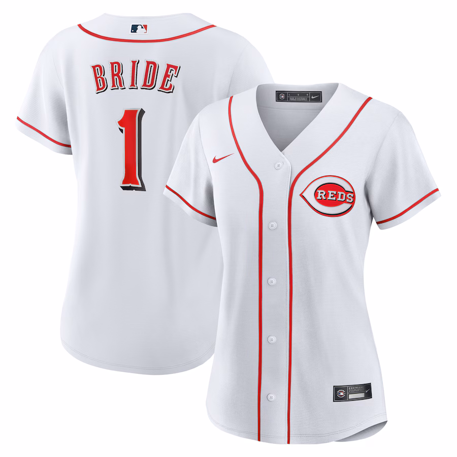 Women's Cincinnati Reds Nike White #1 Bride Home Replica Jersey - U-jersey