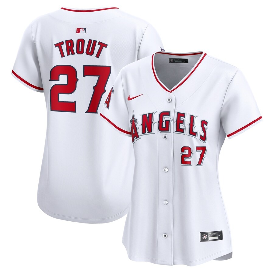 Women's Los Angeles Angels Mike Trout Nike White Home Limited Player Jersey - U-jersey