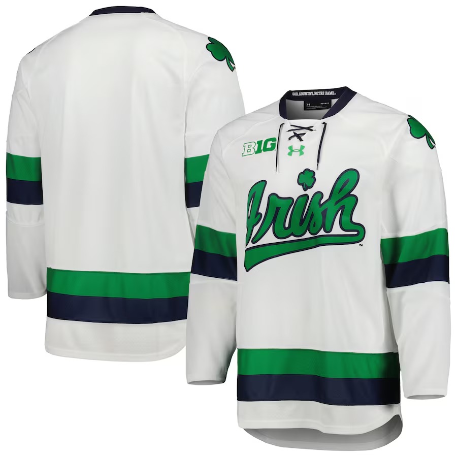 Men's Under Armour White Notre Dame Fighting Irish Team Replica Hockey Jersey - U-jersey