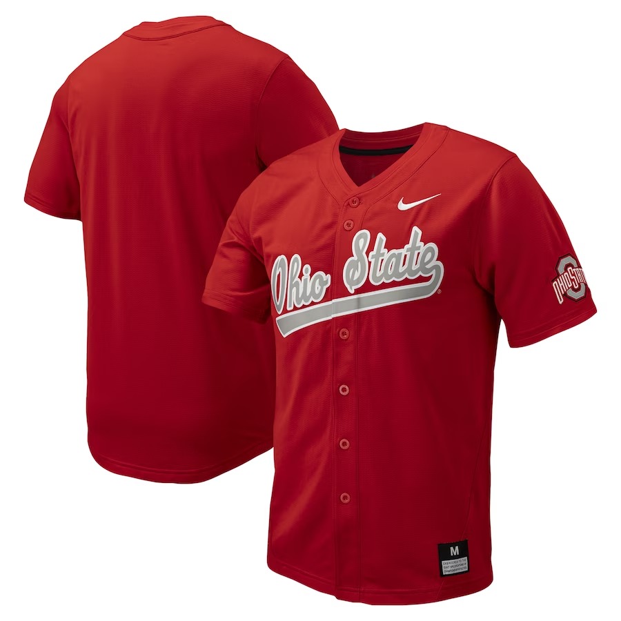 Ohio State Buckeyes Nike Replica Full-Button Baseball Jersey - Scarlet - U-jersey