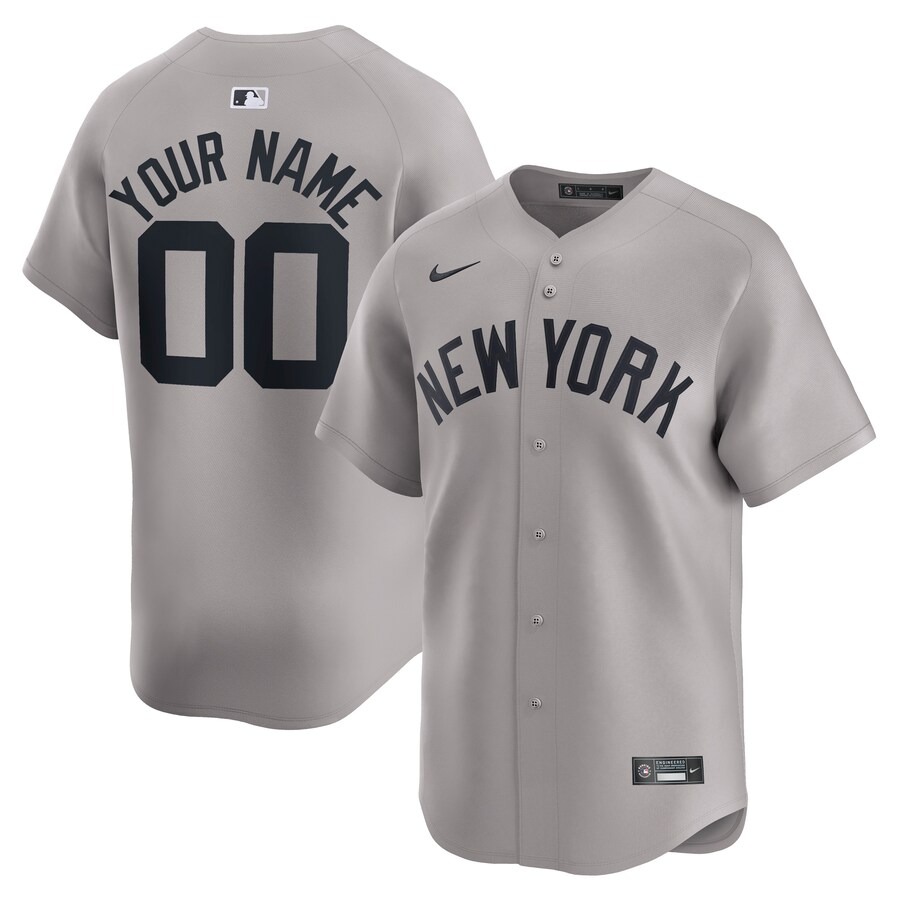 Men's New York Yankees  Nike Gray Away Limited Custom Jersey - U-jersey