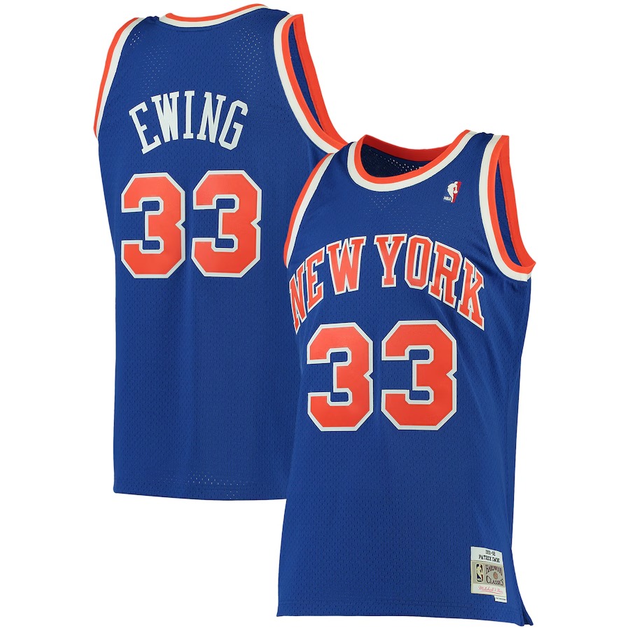Men's New York Knicks Patrick Ewing Mitchell & Ness Blue 1991/92 Big & Tall Hardwood Classics Swingman Jersey - U-jersey