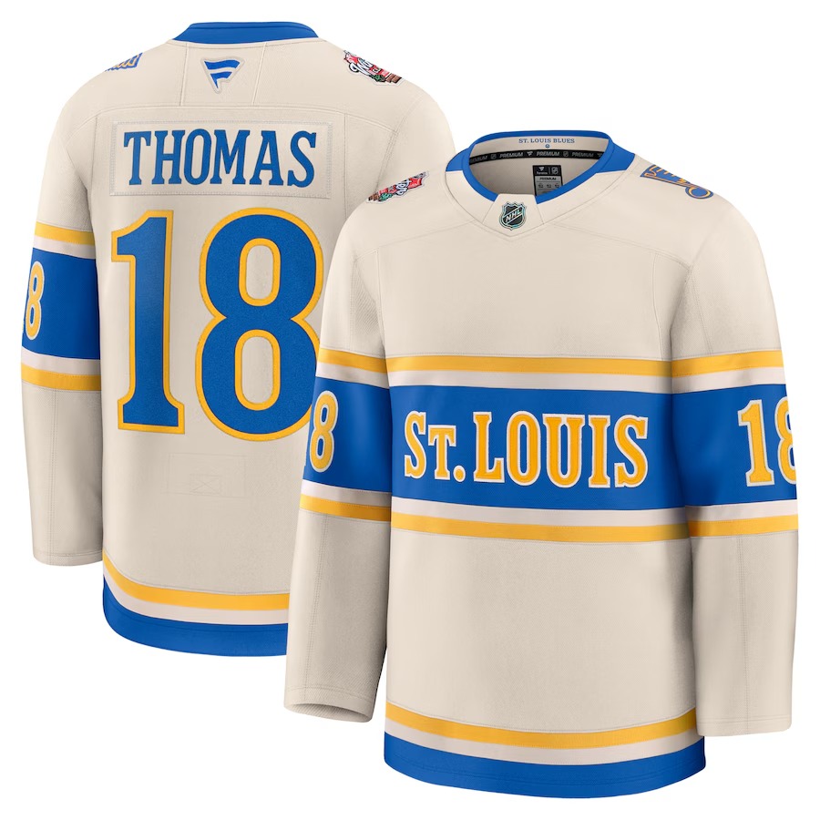 Men's St. Louis Blues Robert Thomas Fanatics Cream 2025 NHL Winter Classic Premium Player Jersey - U-jersey