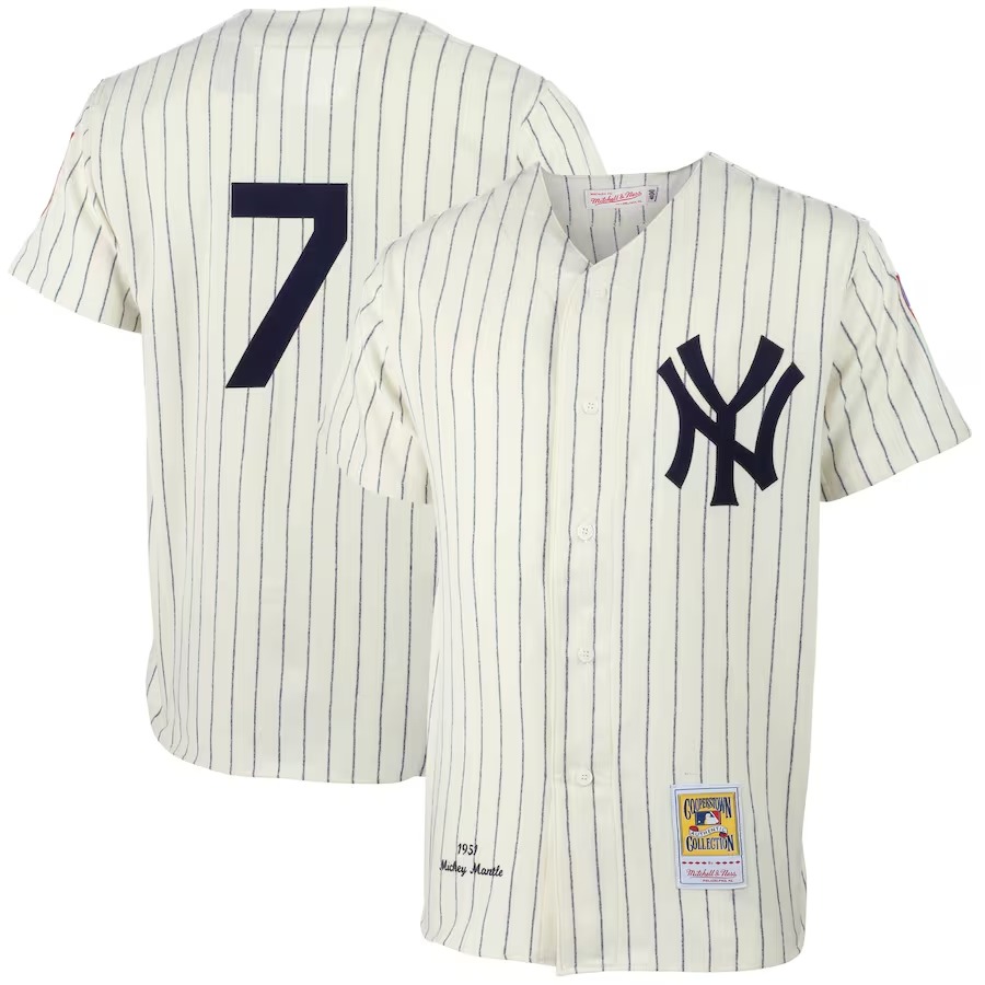 Men's New York Yankees Mickey Mantle Mitchell & Ness Cream 1951 Cooperstown Collection Authentic Jersey - U-jersey