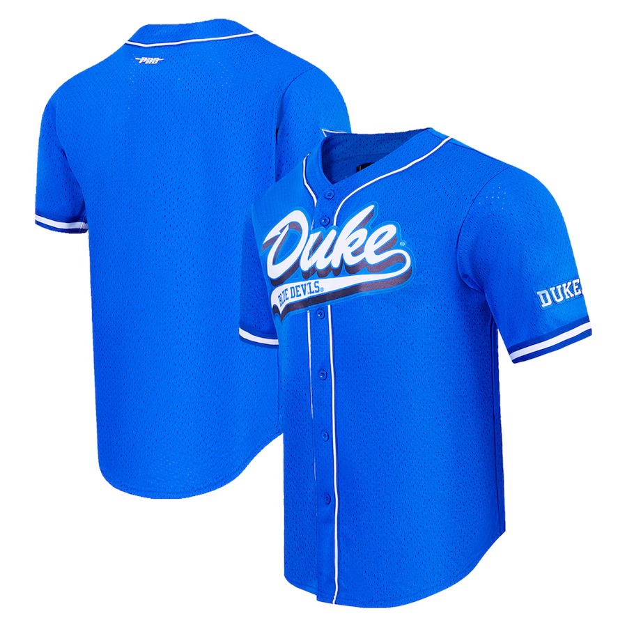 Men's Pro Standard Royal Duke Blue Devils Mesh Full-Button Replica Baseball Jersey - U-jersey
