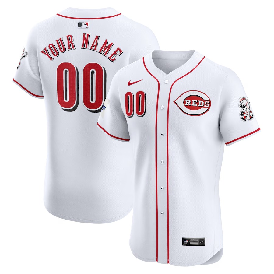 Men's Cincinnati Reds Nike White Home Elite Custom Patch Jersey - U-jersey