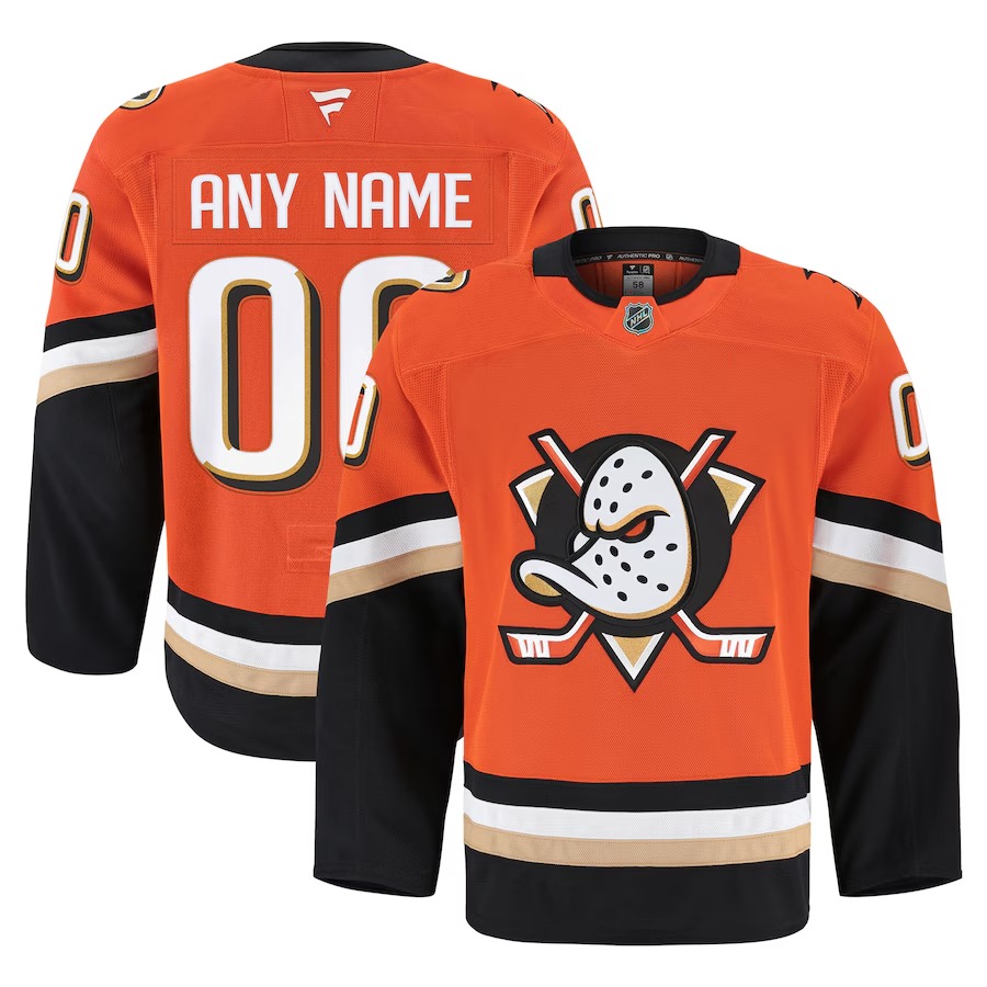 Men's Anaheim Ducks Fanatics Orange Home Authentic Pro Custom Jersey - U-jersey