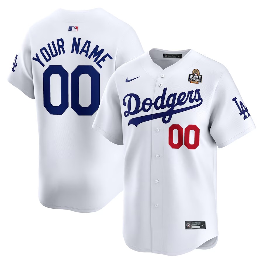 Men's Los Angeles Dodgers Nike White 2024 World Series Home Custom Limited Jersey - U-jersey