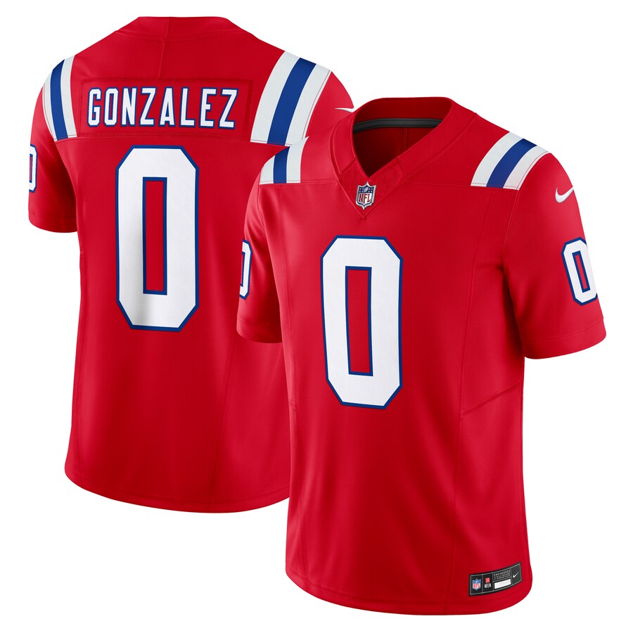 Men's New England Patriots Christian Gonzalez Nike Red Alternate Vapor F.U.S.E. Limited Jersey - U-jersey