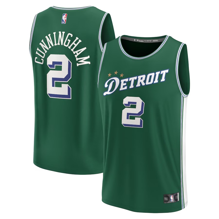 Men's Detroit Pistons Cade Cunningham Fanatics Green Fastbreak Jersey - City Edition - U-jersey