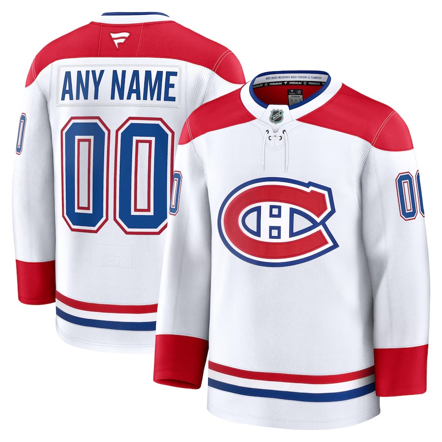 Men's Montreal Canadiens Fanatics White Away Premium Custom Jersey - U-jersey