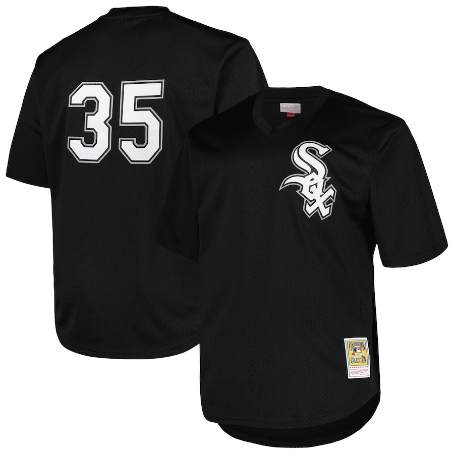 Men's Chicago White Sox Frank Thomas Profile Black Big & Tall Cooperstown Collection Mesh Batting Practice Jersey - U-jersey