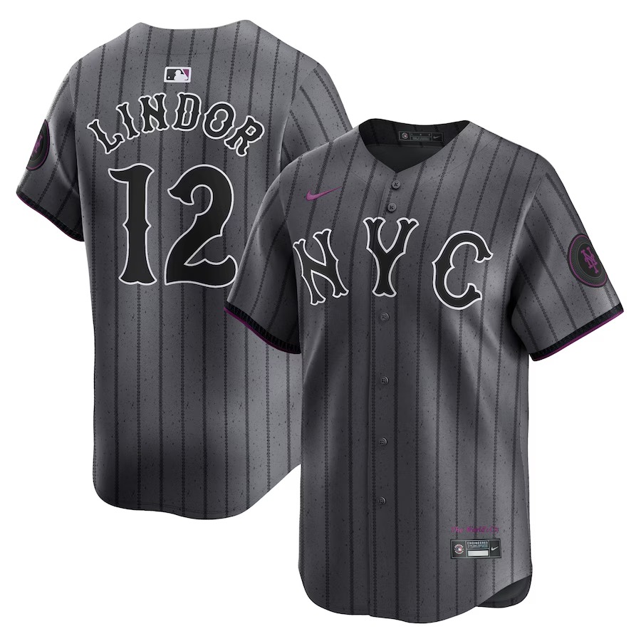 Men's New York Mets Francisco Lindor Nike Graphite 2024 City Connect Limited Player Jersey - U-jersey