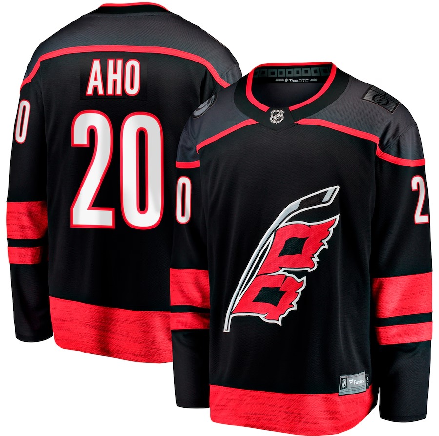 Men's Carolina Hurricanes Sebastian Aho Fanatics Black Home Breakaway Jersey - U-jersey