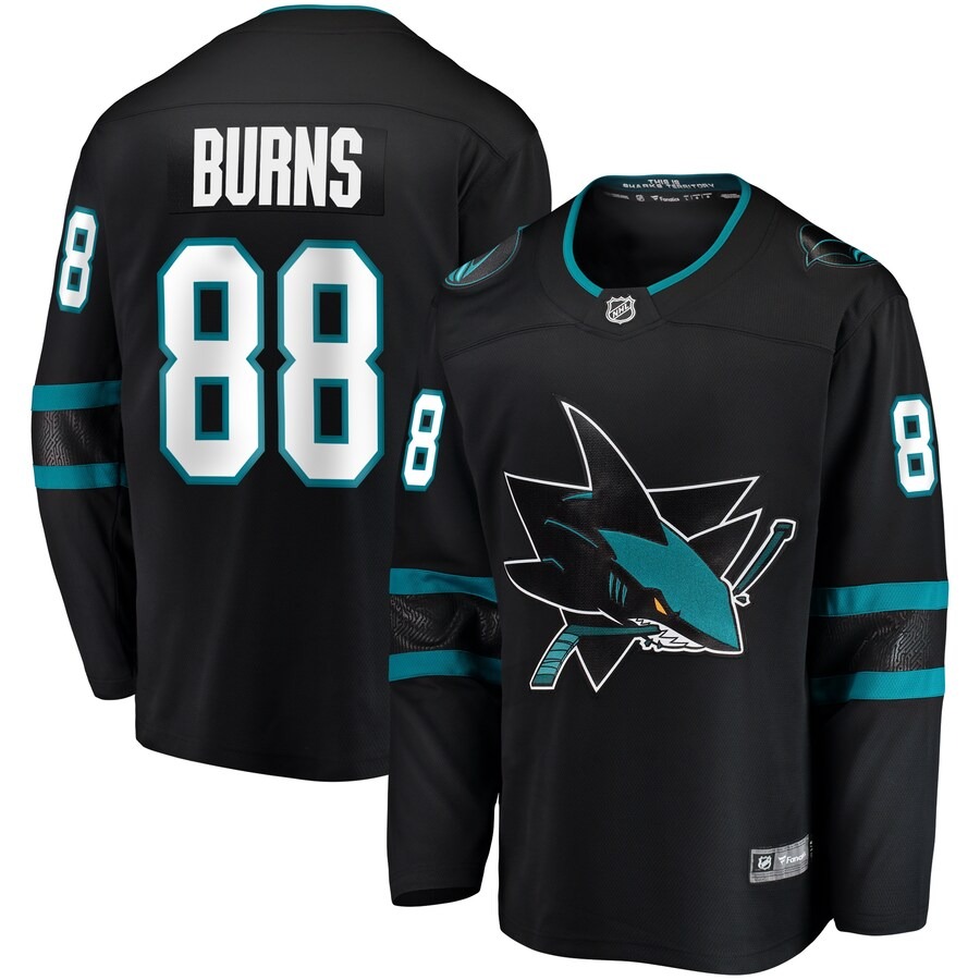Men's San Jose Sharks Brent Burns Fanatics Branded Black Alternate Breakaway Player Jersey - U-jersey