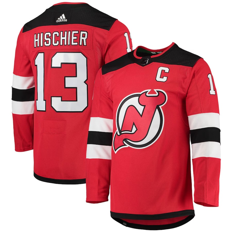 Men's New Jersey Devils Nico Hischier adidas Red Home Primegreen Authentic Player Jersey - U-jersey