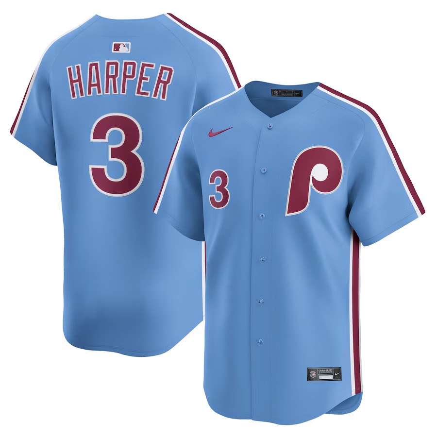 Men's Philadelphia Phillies Bryce Harper Nike Light Blue Alternate Limited Player Jersey - U-jersey