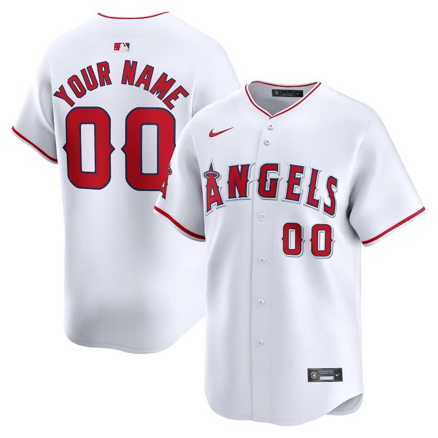 Men's Los Angeles Angels Nike White Home Limited Custom Jersey - U-jersey