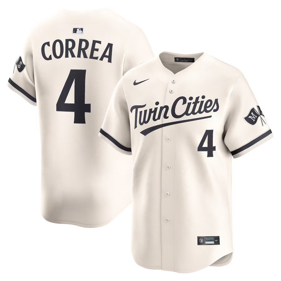 Men's Minnesota Twins Carlos Correa Nike Cream Alternate Limited Player Jersey - U-jersey