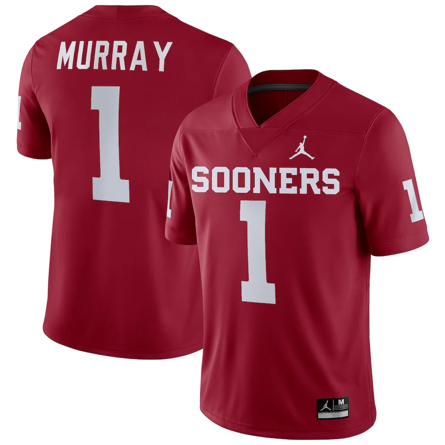 Men's Jordan Brand Kyler Murray Crimson Oklahoma Sooners Player Game Jersey - U-jersey