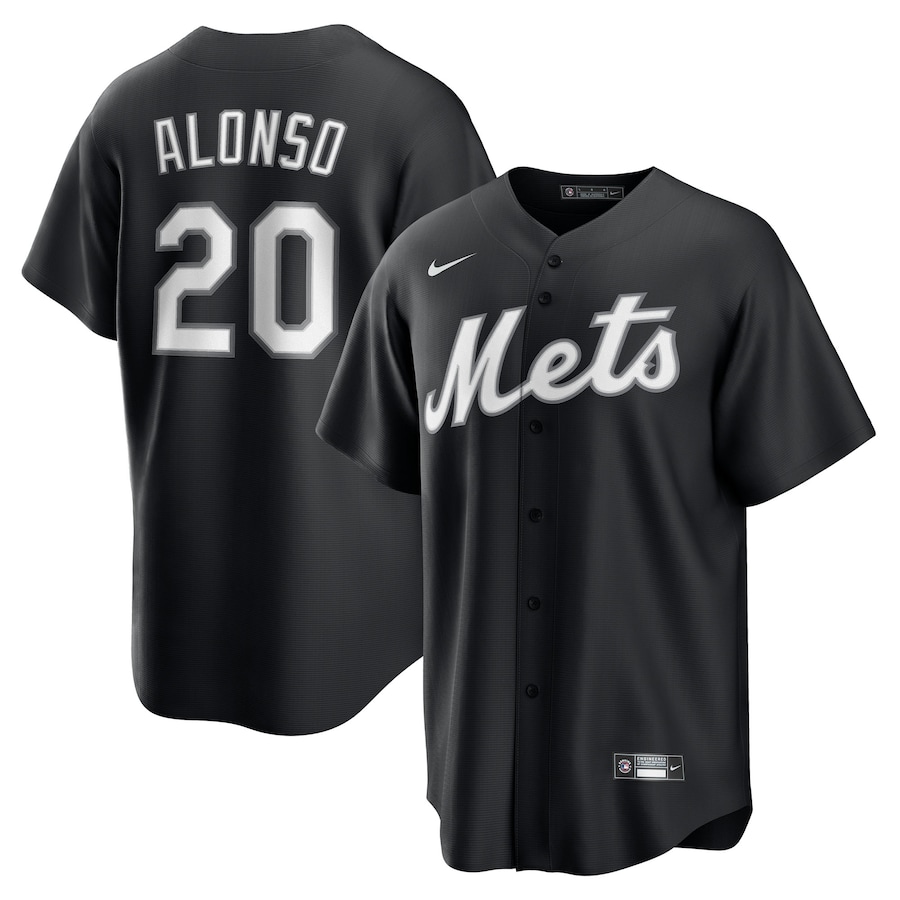 Men's New York Mets Pete Alonso Nike Black Lights Out Replica Player Jersey - U-jersey