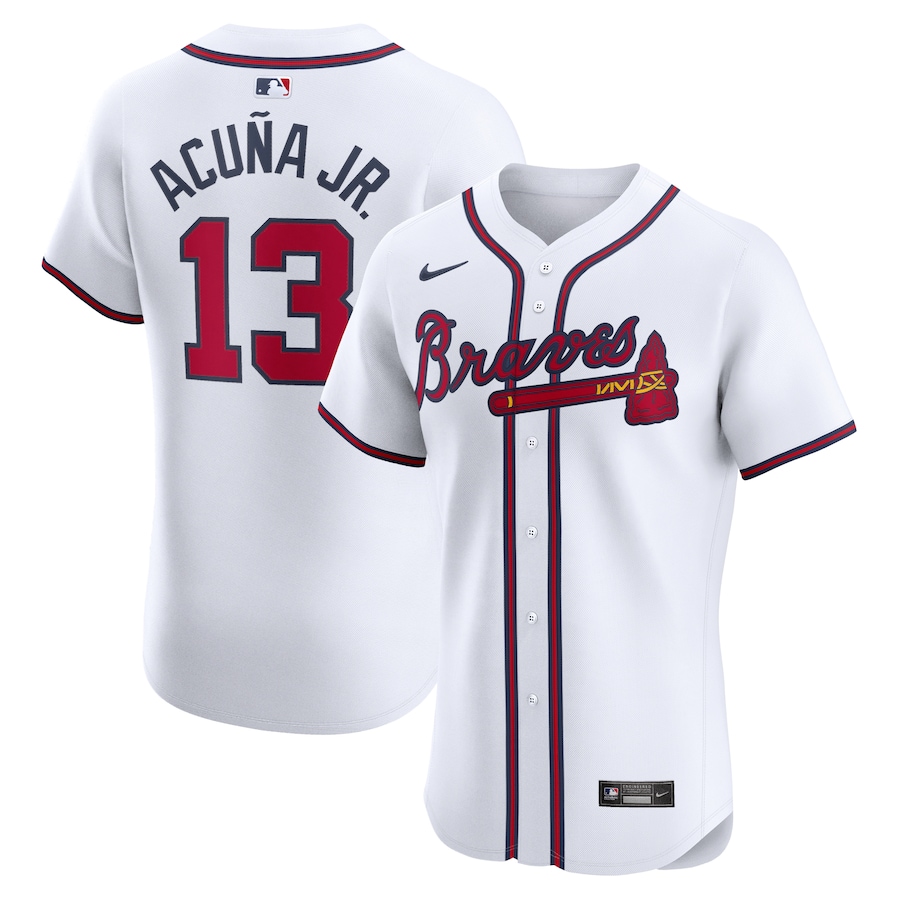 Men's Atlanta Braves Ronald Acuña Jr. Nike White Home Elite Jersey - U-jersey