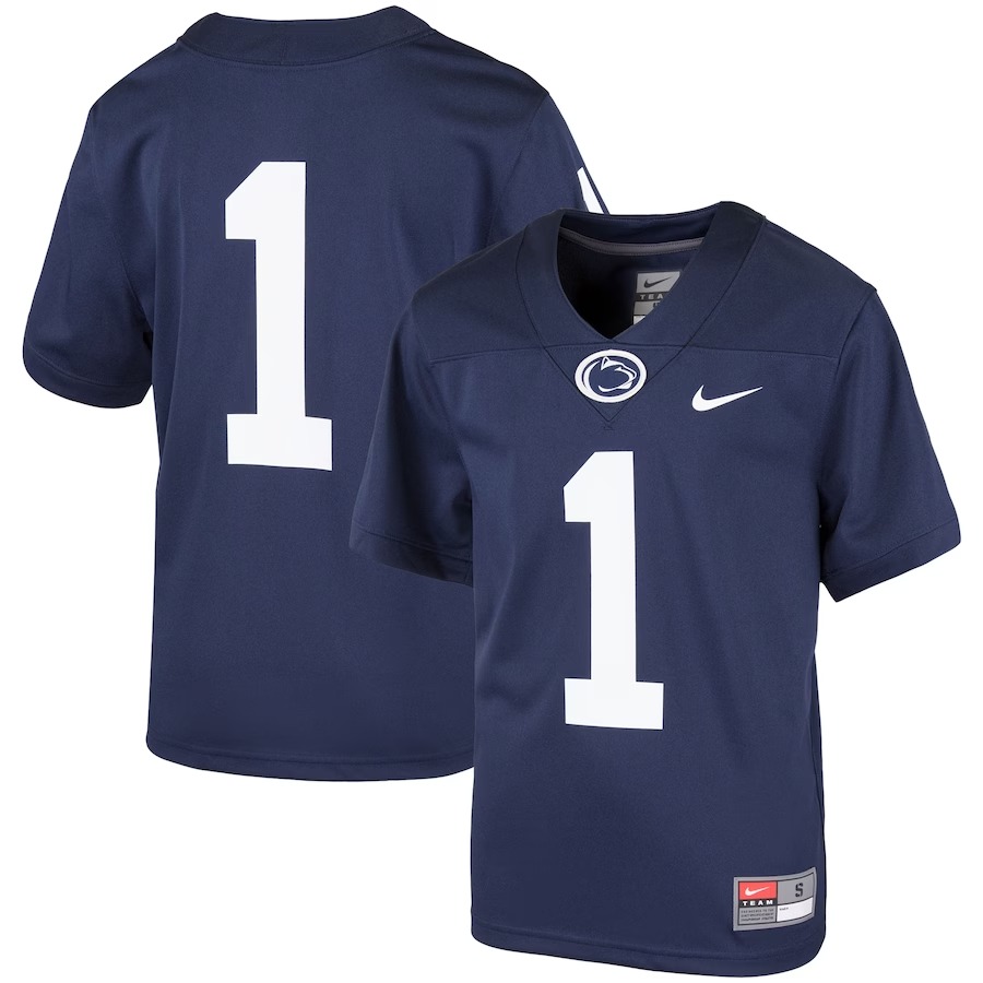 #1 Penn State Nittany Lions Nike Youth Team Replica Football Jersey - Navy - U-jersey